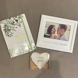Engagement bridal bundle: ring tray, wedding planner, picture frame